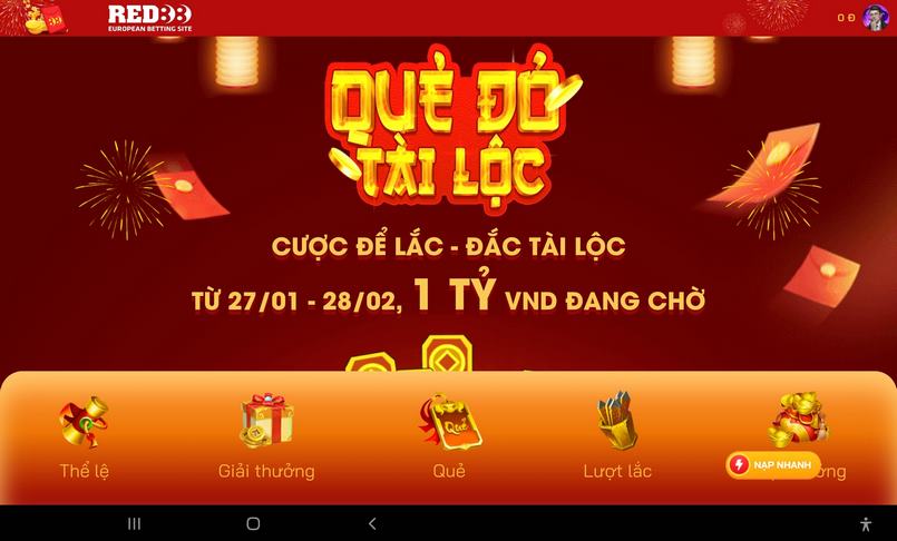 Event "Quẻ đỏ tài lộc" tại Red88