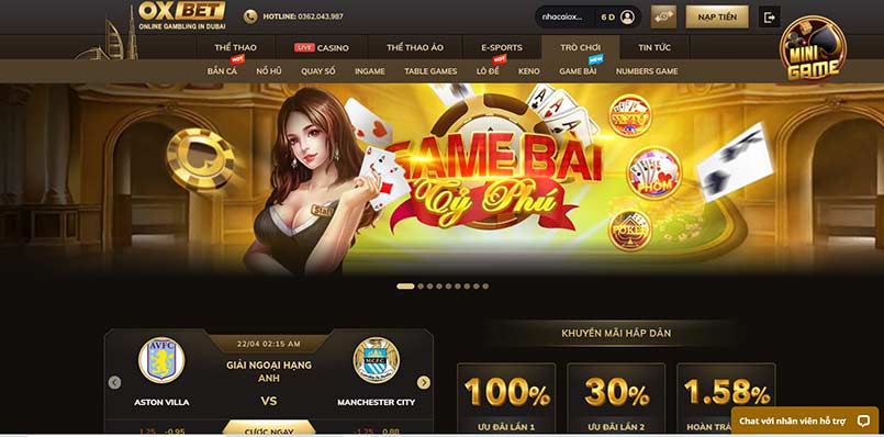 Nhiều game hấp dẫn chỉ có tại Oxbet